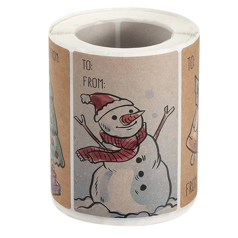 

Merry Christmas Gift Tags,250 Pcs of 2 x 3 Inch Self-Adhesive Sticker Labels with 6 Designs, Decorative Name Tags