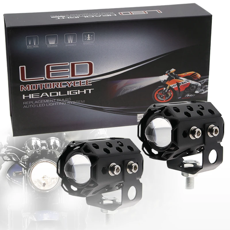 

Светодиодная фара для мотоцикла, двухцветсветильник Точечный светильник ближнего/дальнего света, 30 Вт, 12-60 В постоянного тока, с миниатюрны...