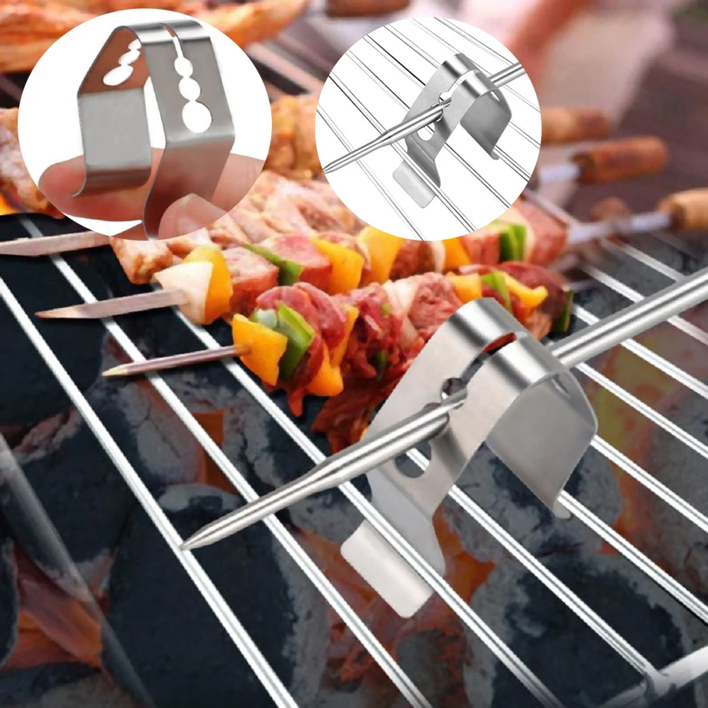 

2/6Pcs Barbecue Probe Clip Holder Thermometer Ambient Temperature Readings BBQ Stainless Steel Clip Grill Accessory Baking Tool