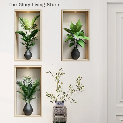 Наклейка на стену зелёные растения ПВХ