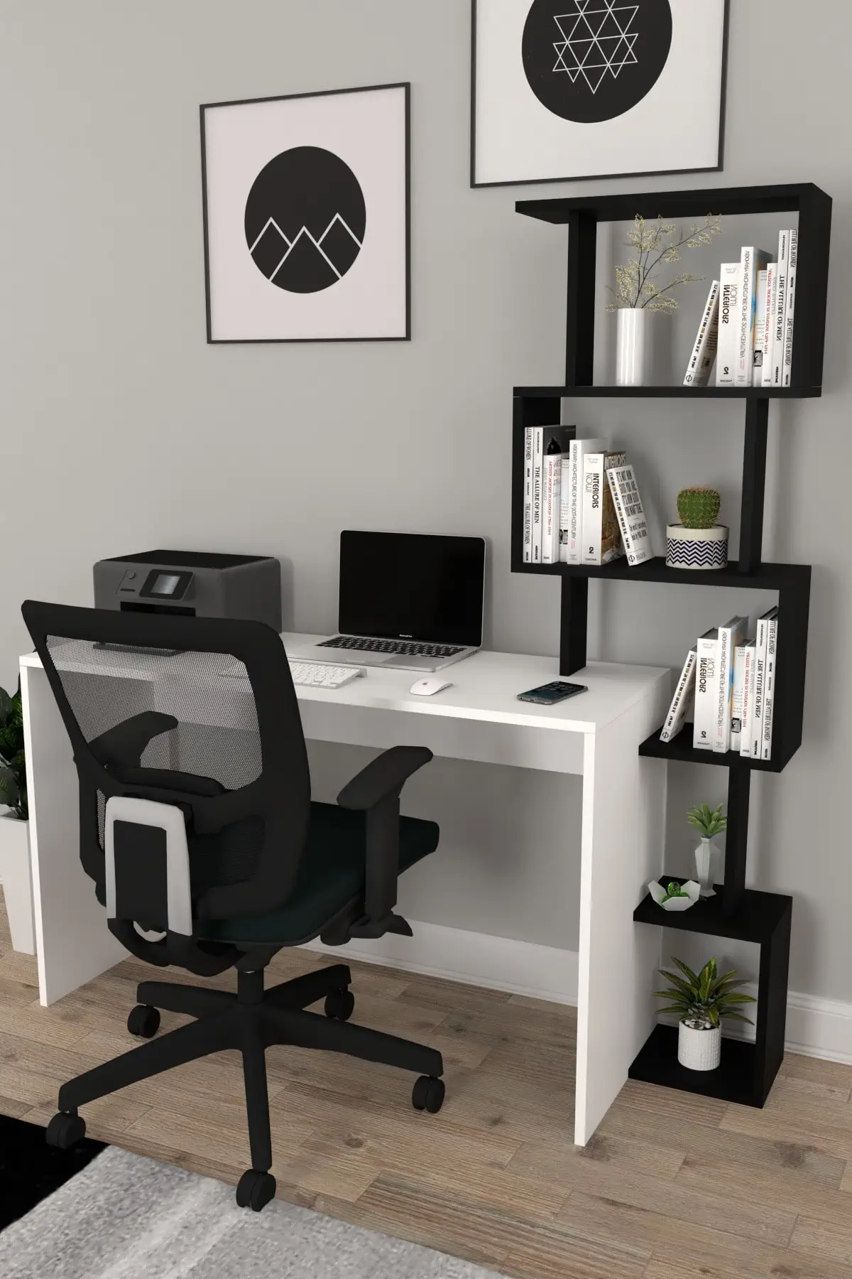 

2021 Trend 120x50 Practical The Library Desk White black