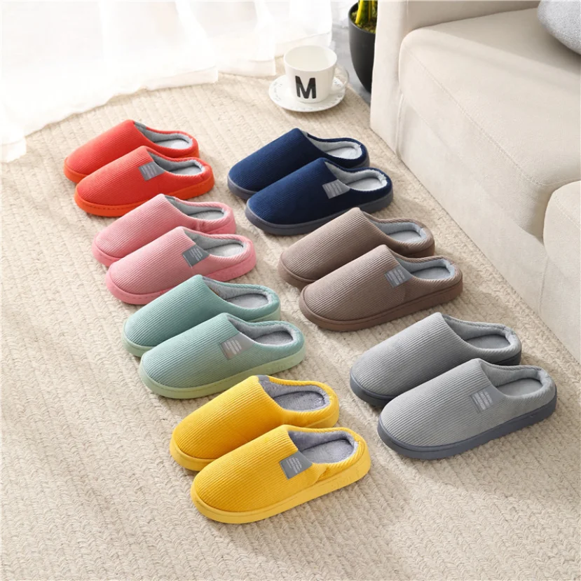 Womens House Slipper Female Winter Warm Plush Cotton Anti Skid Indoor Fuzzy Non Slip Room Floor Home Shoes Male Men 2023 New