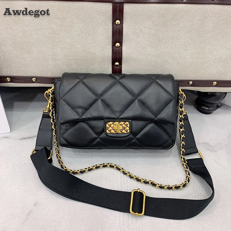 

Женская сумка, новинка 2022, трендовые клетчатые стеганые сумки через плечо с цепочкой, женская классическая роскошная дизайнерская сумка, че...