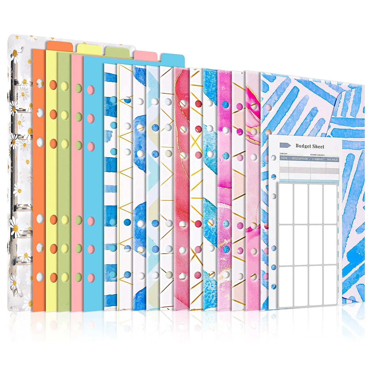 

A6 Budget Binder Cash Envelopes Organizer Planner Folder ,with Budget Envelopes,Expense Tracker Sheet,Divider, for Money Saving