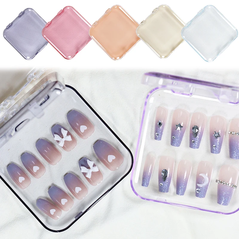 

1PC Press On Nail Storage Box False Nail Transparent Container Box Portable Plastic Manicure Display Holder Accessories DIY Gift
