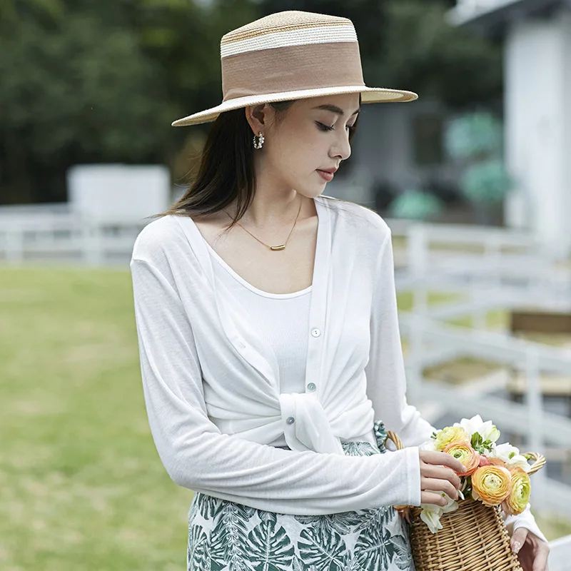 Солнцезащитная одежда Женский Летний Тонкий короткий вязаный кардиган из