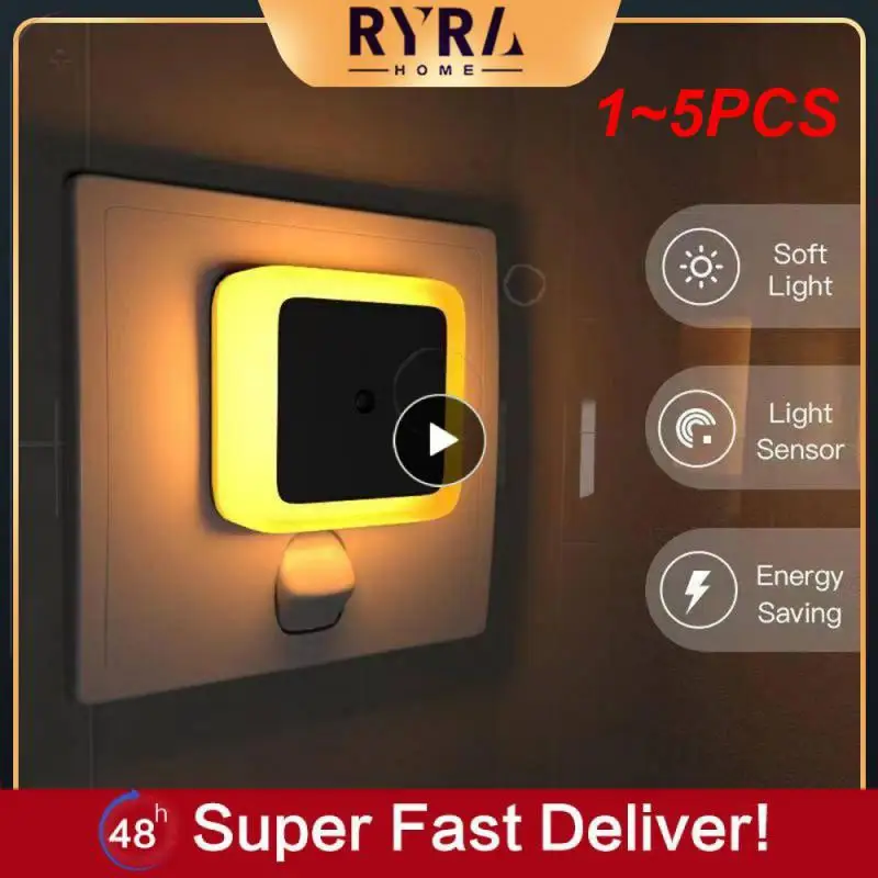 

1~5PCS Wireless Sensor LED Night Light EU US Plug Mini Square Night Lights For Baby Children Living Room Bedroom Corridor