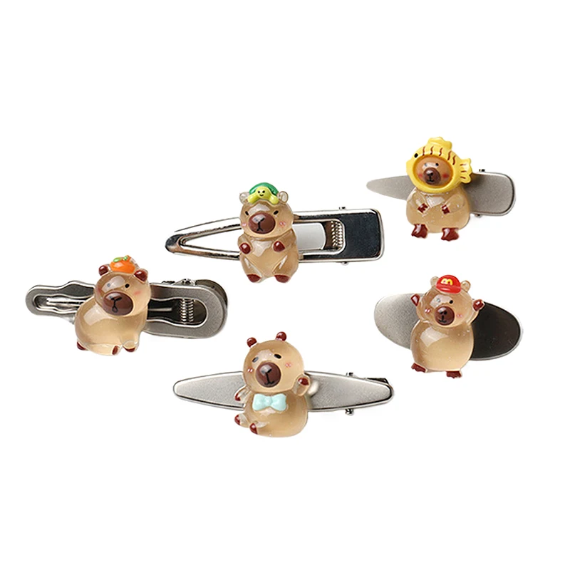 Мультяшная капибара прозрачная заколка для волос женские боковые заколки