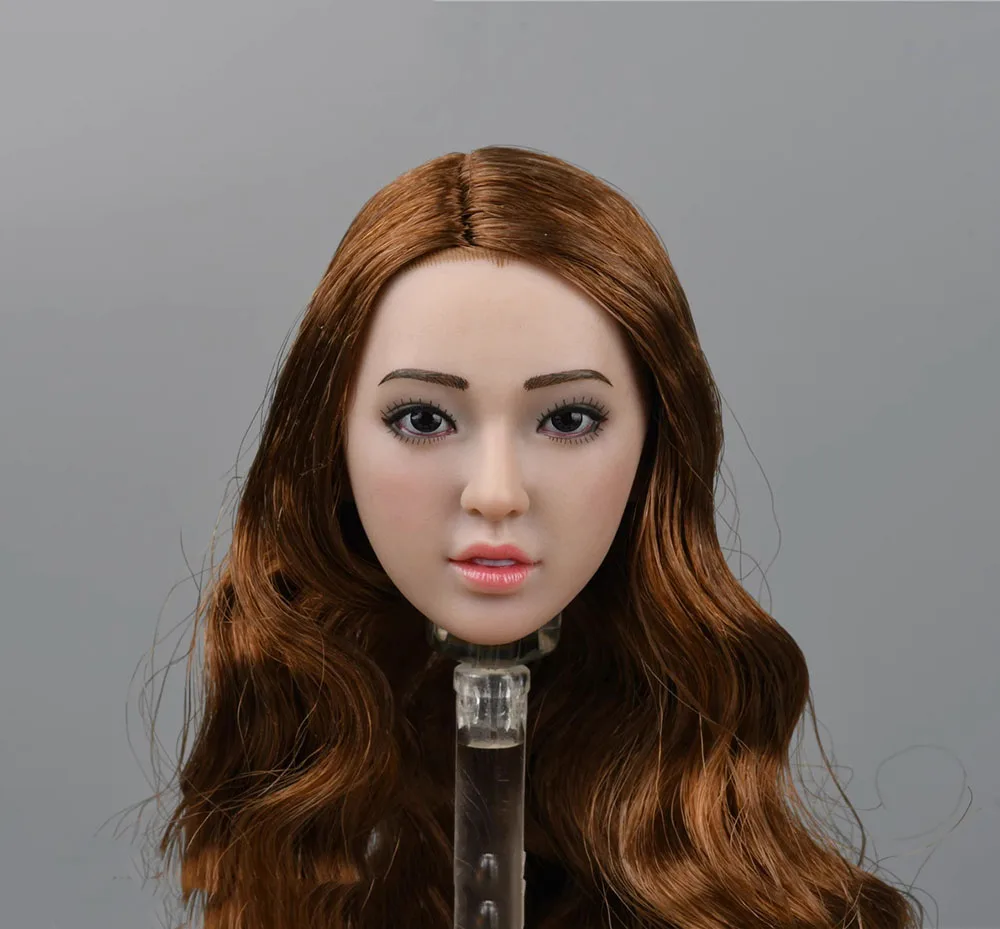 Vivid Female Head Sculpt Carving With Long Hair Model Fit 12