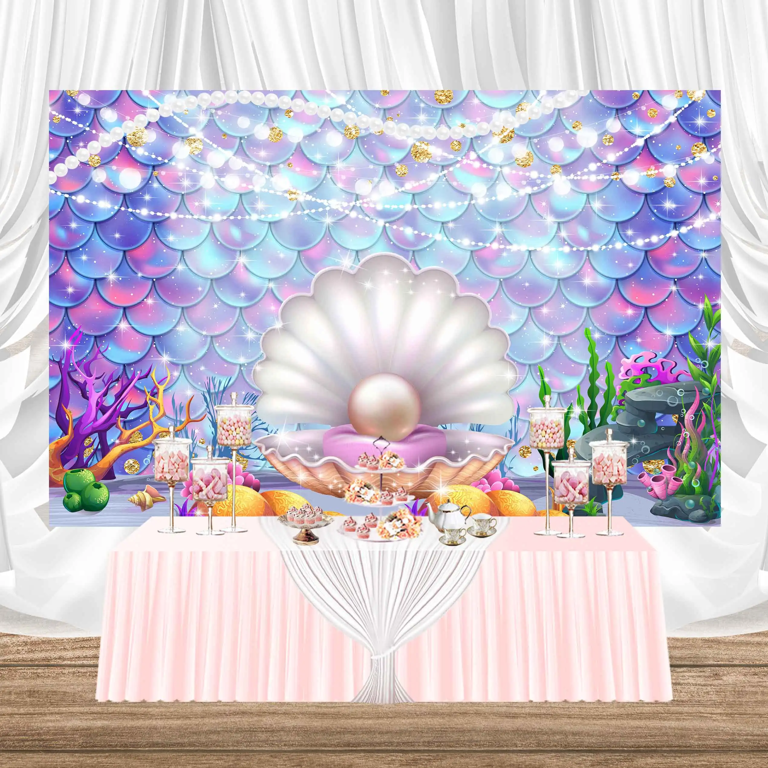 SeekPro Принцесса Девочка Русалка море Лето фотография на день рождения дети