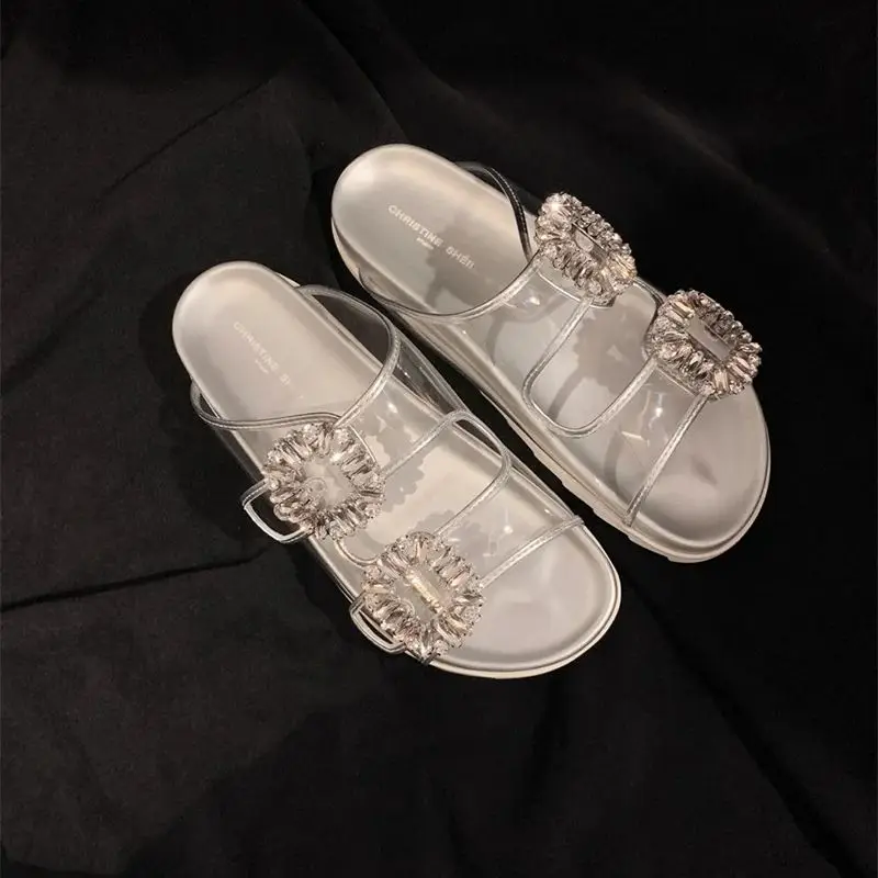 Женские босоножки с двойной пряжкой Повседневные Удобные однотонные Босоножки