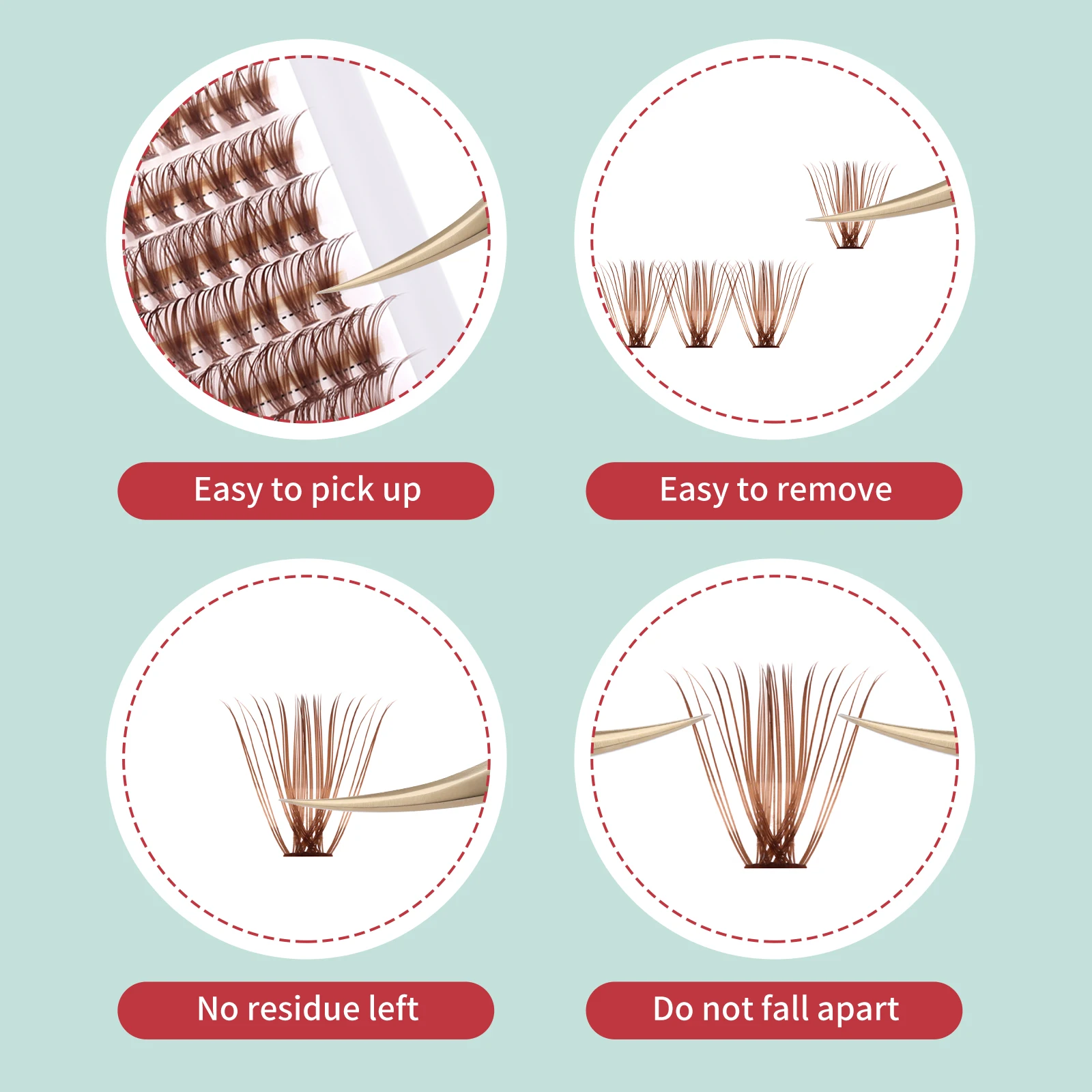 Fadvan коричневые самодельные Кластерные ресницы смешанные цветные индивидуальные