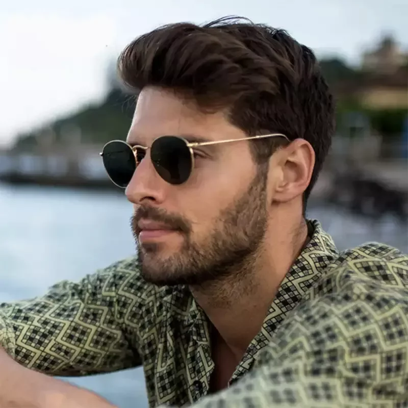 

Brand Designer Round Retro Sunglasses Men Classic Vintage Sun Glasses Male Small Frame Metal Outdoor Travel Oculos De Sol