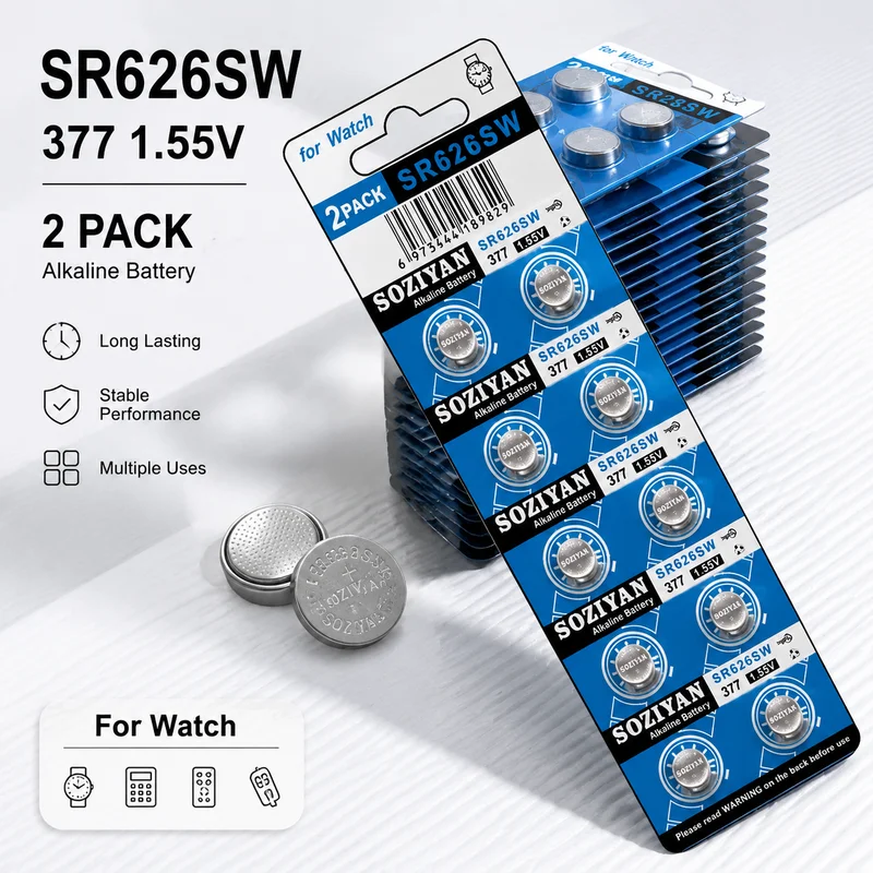 Фото Батарейки-таблетки 1.55V AG4 377 SR626SW LR626 LR66 376 177 626A для часов, игрушек, брелоков №1