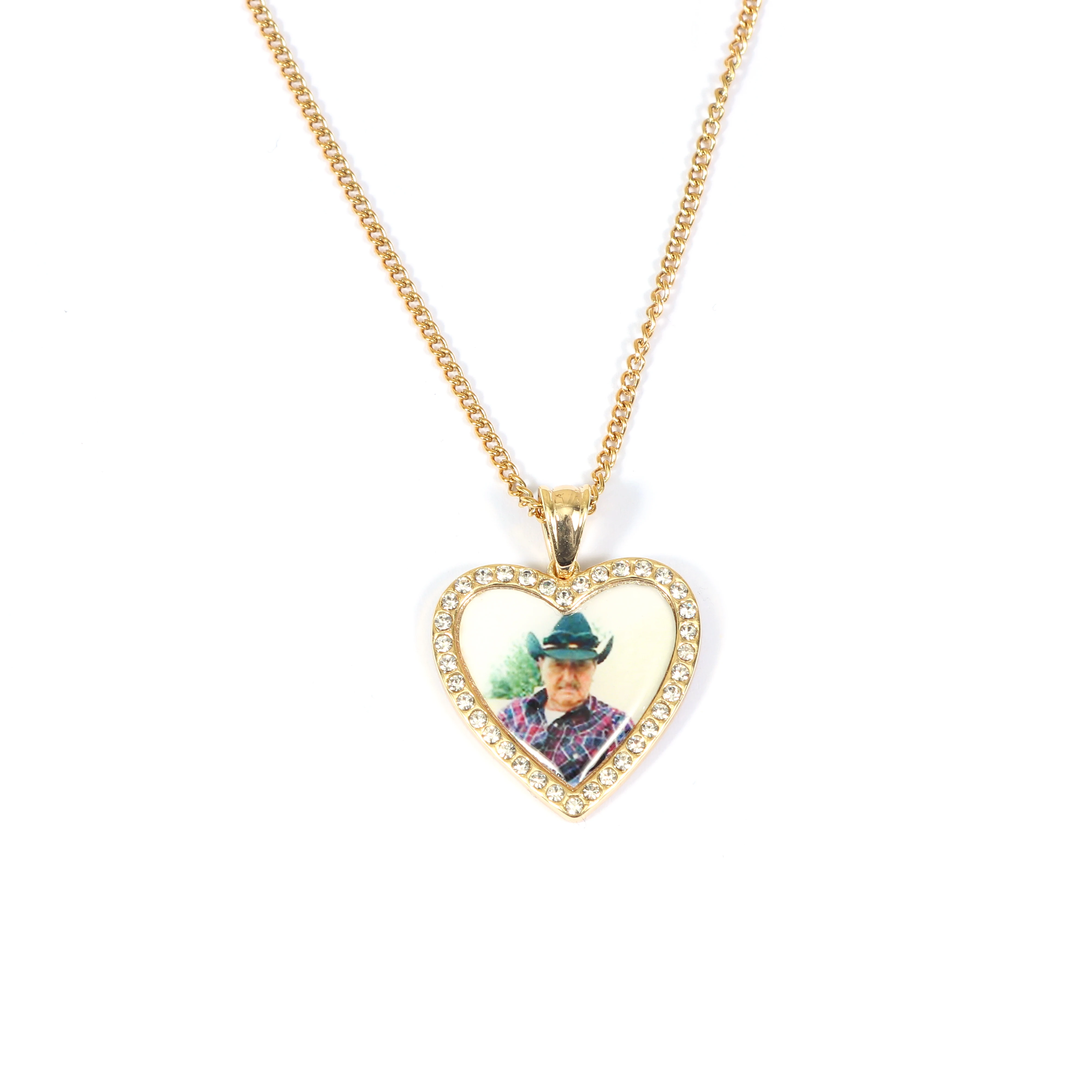 

China Professional Customized Photo Picture Heart Shape Bling Diamond Pendant Necklace For Women Man