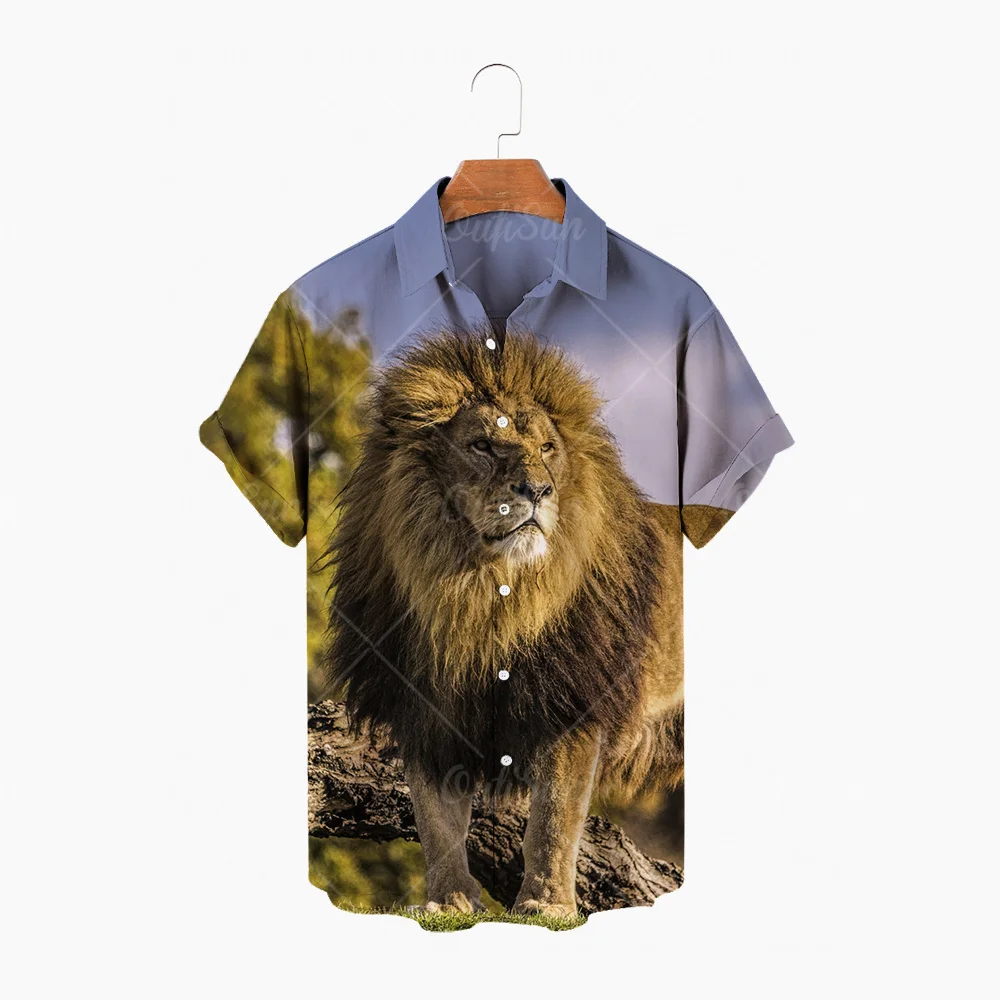 

Mr. Wonder The Lion King 3D printing men's button shirt men's casual short-sleeved men's beach Hawaiian shirt street wear top