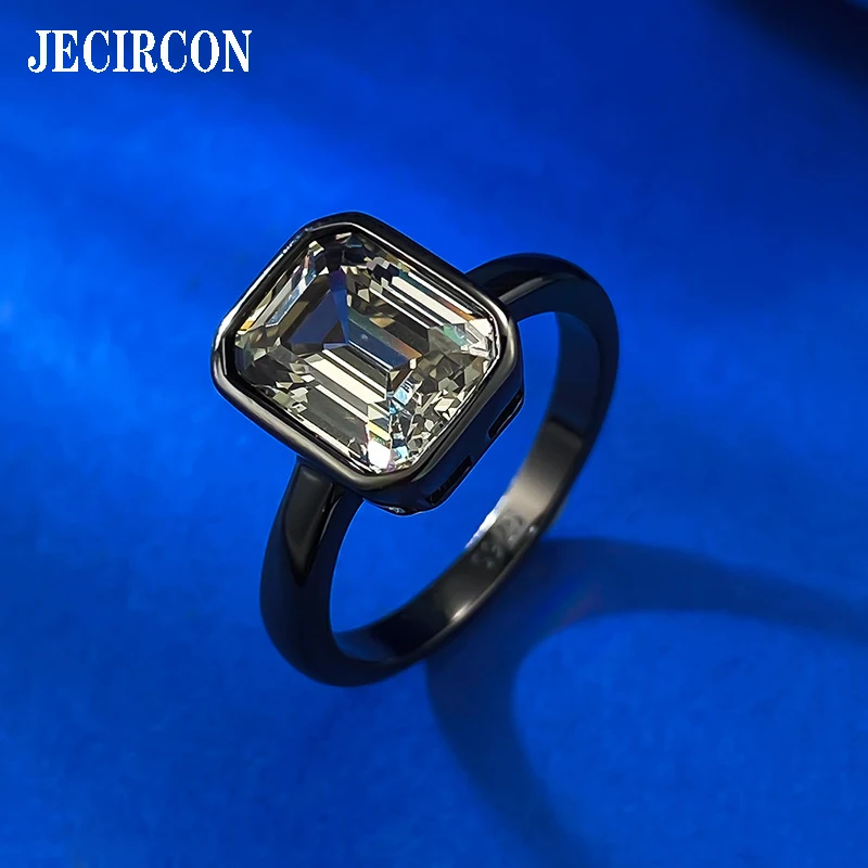 JECIRCON S925 Стерлинговое Серебро 7*9 прямоугольный Ascher черный серый