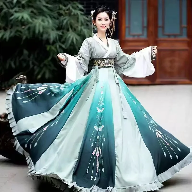 

2023 китайское традиционное платье ханьфу красные женские платья для народных танцев сказочные винтажные наряды старинные сценические кост...