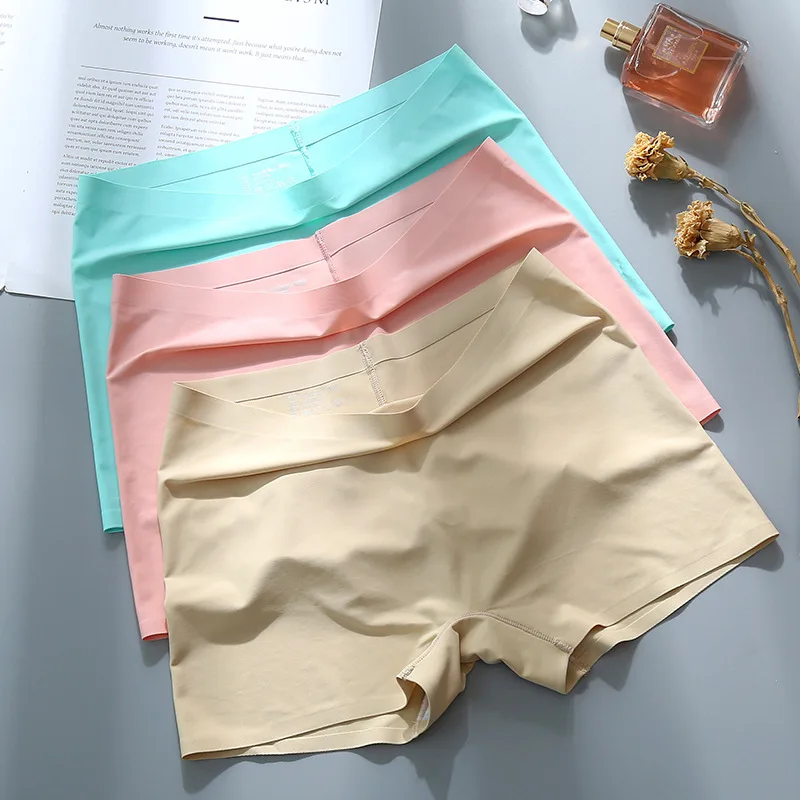 

Safety Short Pants Plus Size High Waist Safety Elastic Shorts Under Skirt with Pockets Female Push Up Thin Lace Safety Shorts