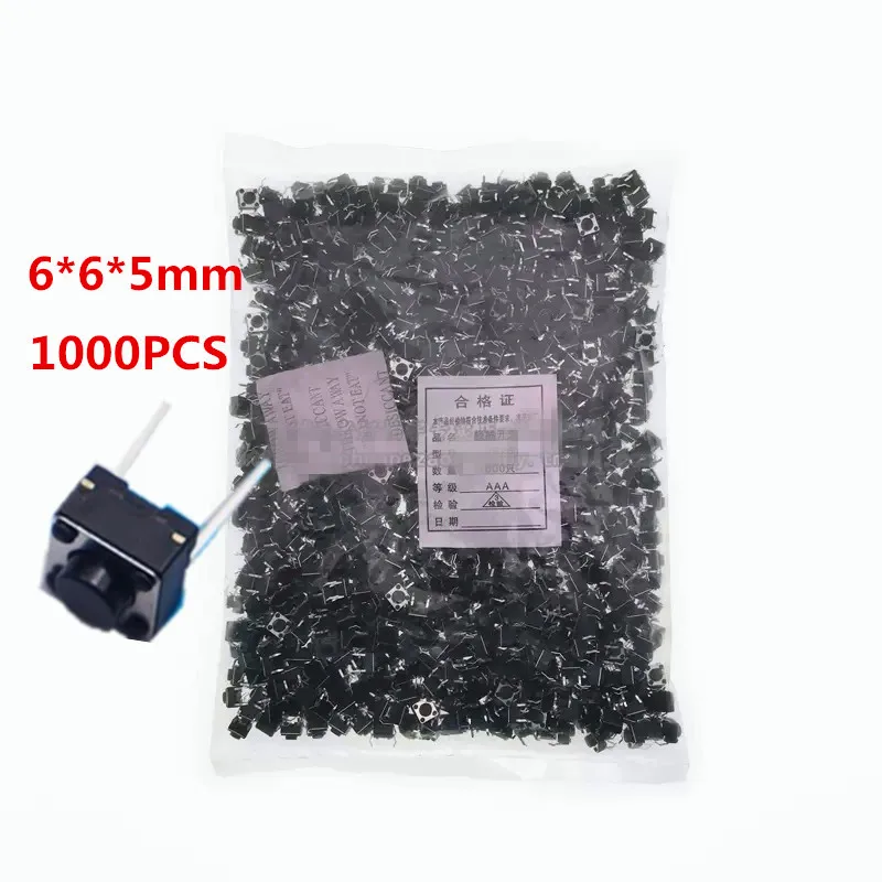 

1000pcs Tactile Switch Momentary Tact 6x6x5 6*6*5mm DIP Middle 2 pin ever Micro switch for household appliances