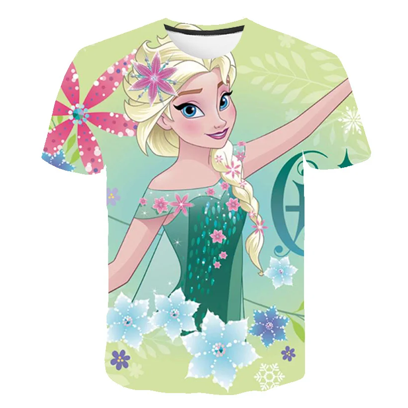 

New Summer Frozen 2 T shirt Anna Elsa Meisje 3D Digital Printing Kleding Tops Frozen Snow Queen Anna Elsa Cartoon Print Shirts