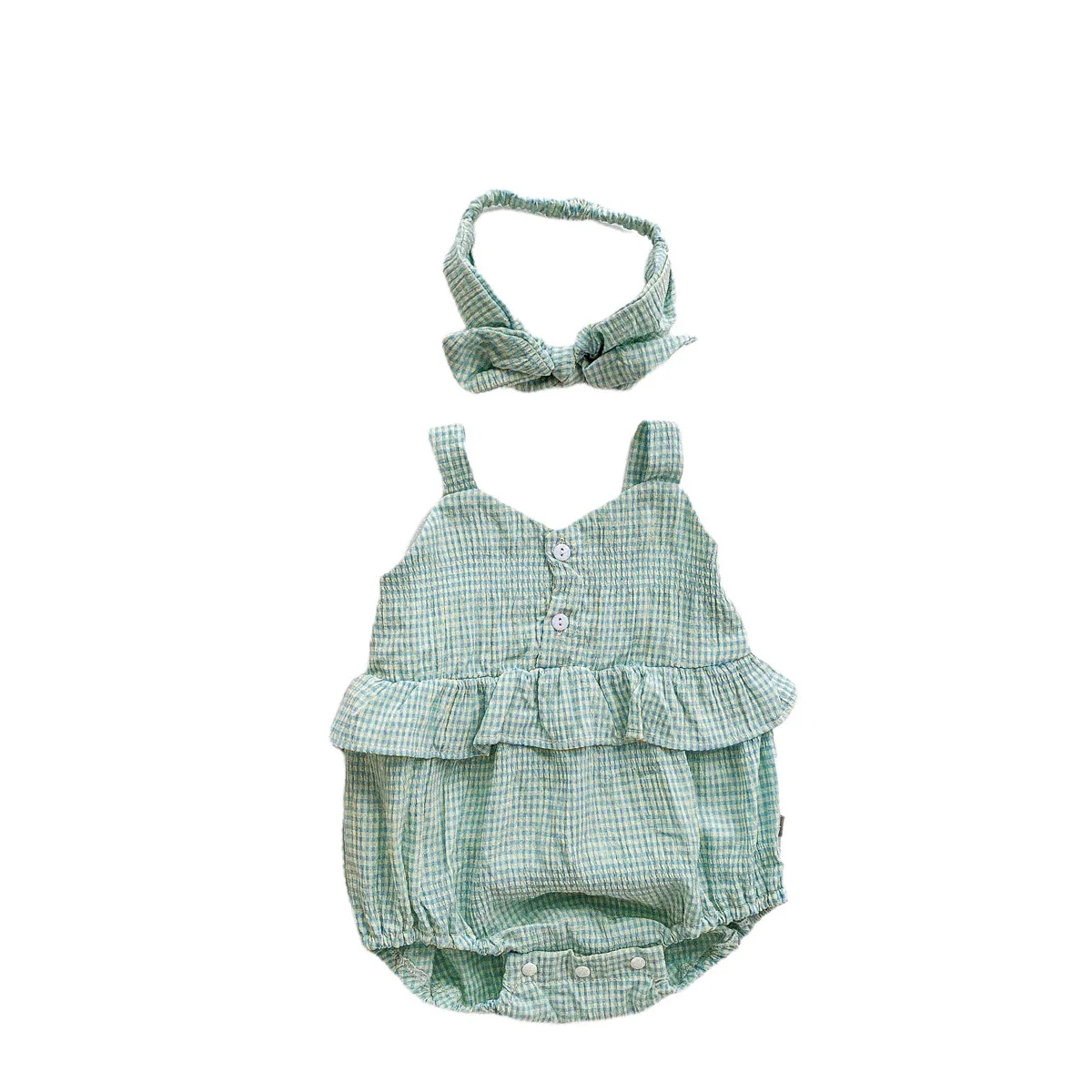 RiniLucia 2022 New Newborn Infant Kids Baby Girls Boys Summer Causal Bodysuits Ruffles Sleeveless Solid Casual Jumpsuits Outfit