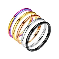 2mm titanium steel thin ring womens jewelry fashion geometric stainless steel smooth couple party rings accessories gifts