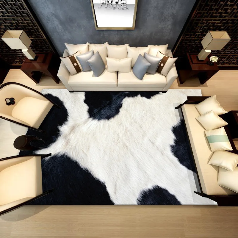 40x60cm Cowhide Rug Animal Cow Hide Zebra Tiger Skin Carpet for Living Room Bedroom Cow Print Lint-free Faux Fur Area Home Decor
