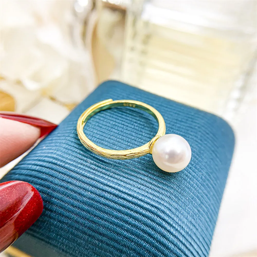 

Classic Rings Resizable Design Rings Base 18K Gold-Plating Pearl Rings Settings Women DIY Pearl Rings Accessory No Pearl