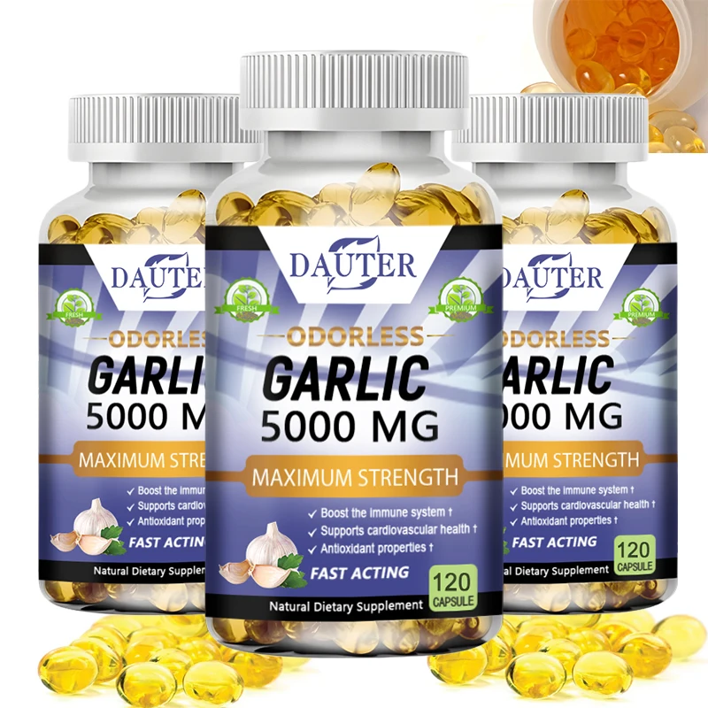 

Unflavored Pure Garlic 5000 Mg Max Strength Promotes Healthy Cholesterol Levels and Supports Immune System Cardiovascular Health