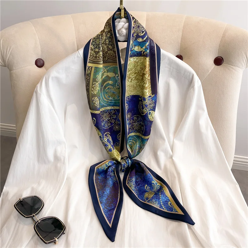 

Long Neckerchief Fashion Hair Ribbons Tie Scarfs For Ladies Print Headband Bag Scarves 14x145cm Women Hairband Belt Silk Scarf