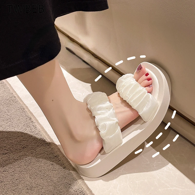 

Сандалии женские на платформе, мягкая нескользящая подошва, шлепанцы на ремешках, для ванной комнаты, Нескользящие, лето 2022