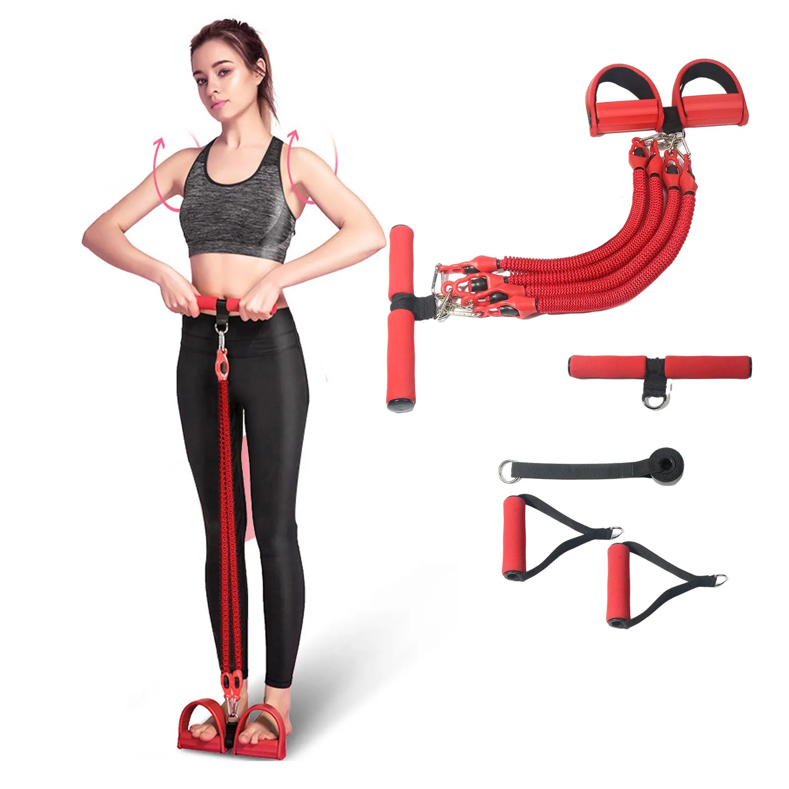 

Эспандеры для фитнеса, тренажерный зал, Педальный съемник, ленты для йоги, тренировочные ленты, Педальный Тренажер, многофункциональная Нат...