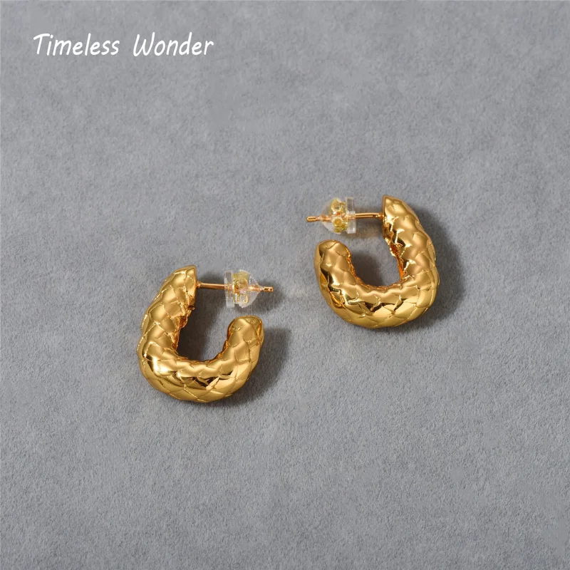 

Timeless Wonder Brass Geo Statement Stud Earrings for Women Designer Jewelry Party Ins Top Gift Sweet Korean Runway Rare 4536