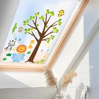 new big tree animal cartoon wallpaper electrostatic paste glass paste window paste double sided visual decoration wall paste