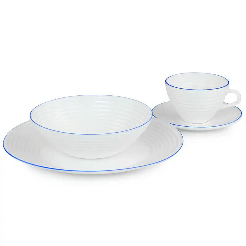 

Новинка 2023 г., набор из 16 предметов De Vajilla из опалового стекла, белая посуда, набор кухонных принадлежностей, обеденный стол, набор тарелок и б