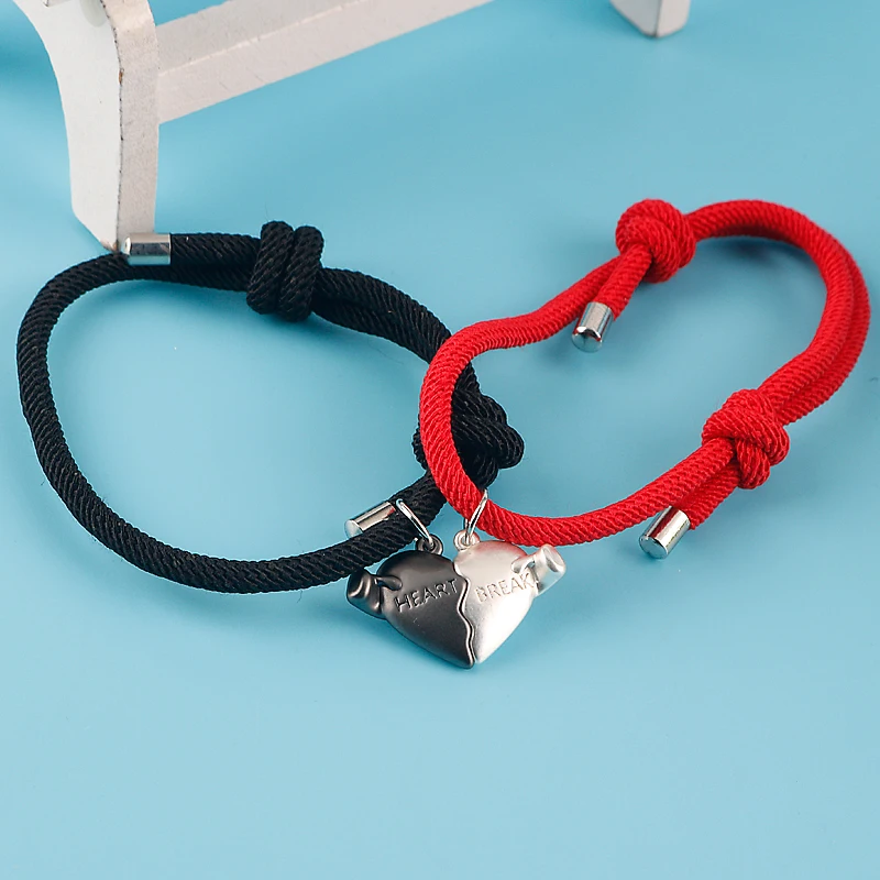 

Magnet Wishing Stone Love Heart Charm Magnetic Bracelet Faceted Heart Couple Bracelets Necklaces Jewelry for Women Men Friends