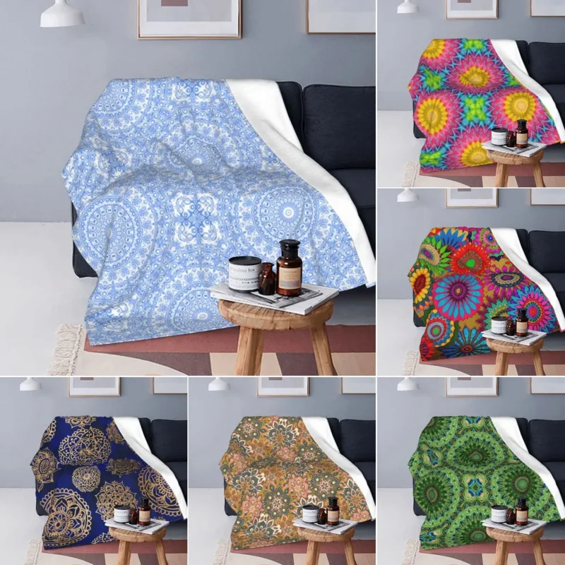 

Mandala Fleece Flannel Throw Blanket Art Design King Queen Full Size for Bed Couch Sofa Super Soft Lightweight All Seasons Warm
