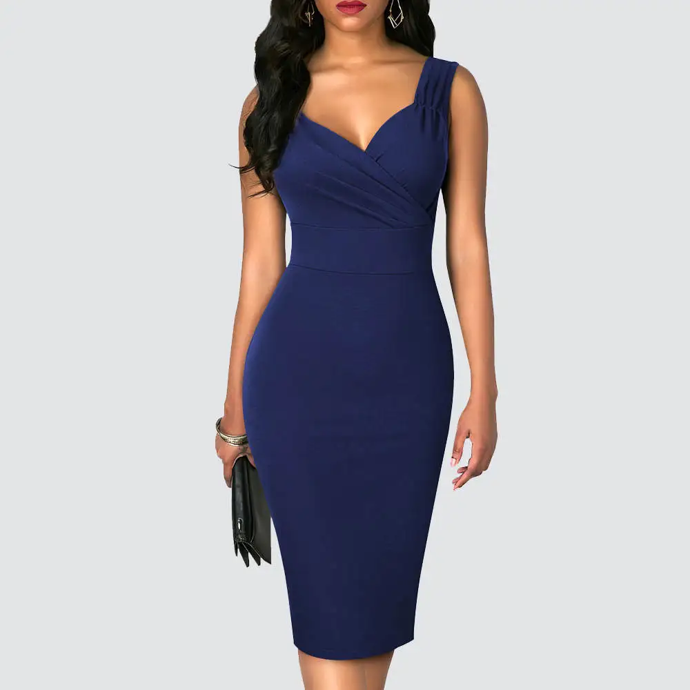 

Женское вечернее платье-карандаш с V-образным вырезом, без рукавов