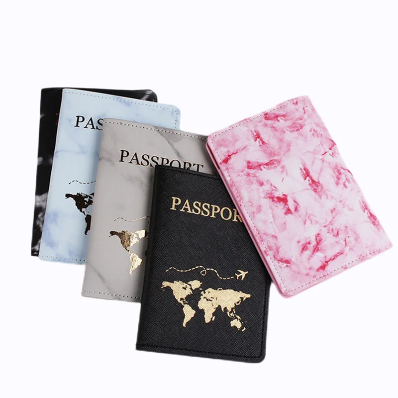 

Women Men Travel Passport Cover Leather Bronzing Marble Style ID Credit Card Passport Holder Packet Wallet Purse Bags Pouch