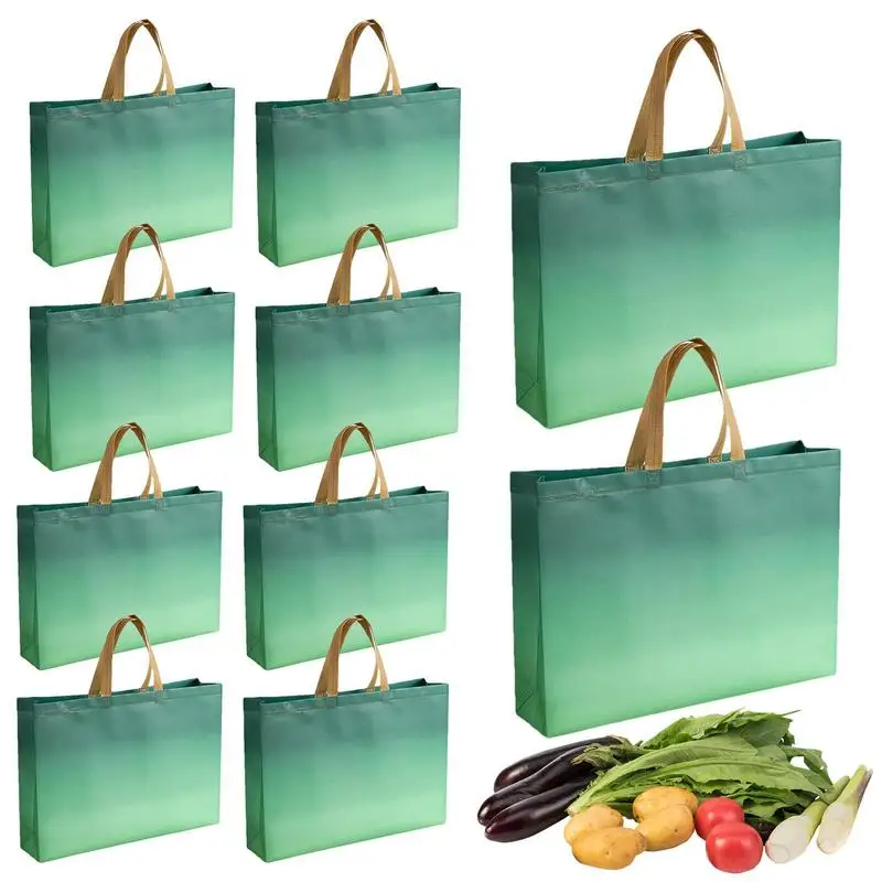 Non Woven Bags Grocery Shopping Reusable Gradual Color Change Storage Bag 10 Pcs Portable Tote Bags For Shopping Buying Food