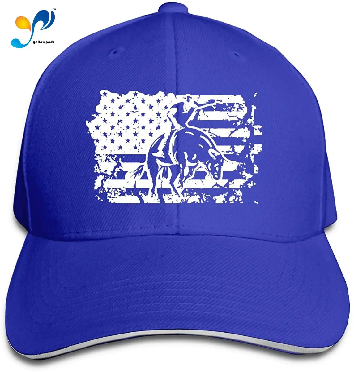 

Bull Riding American Flag Adjustable Sandwich Cap Baseball Cap Casquette Hat