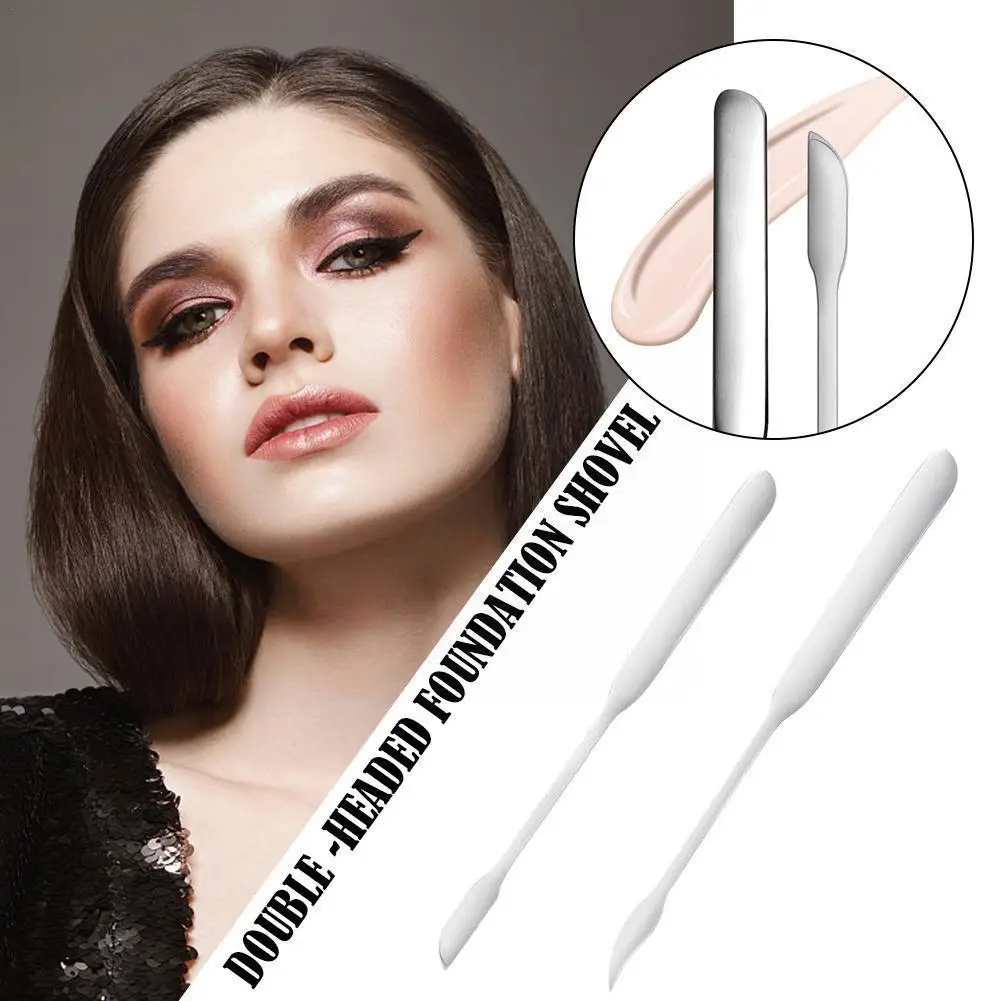 

Лопатка для тонального крема из нержавеющей стали с двойной головкой, косметический блендер для макияжа, ложка для крема, лопатка для тонал...