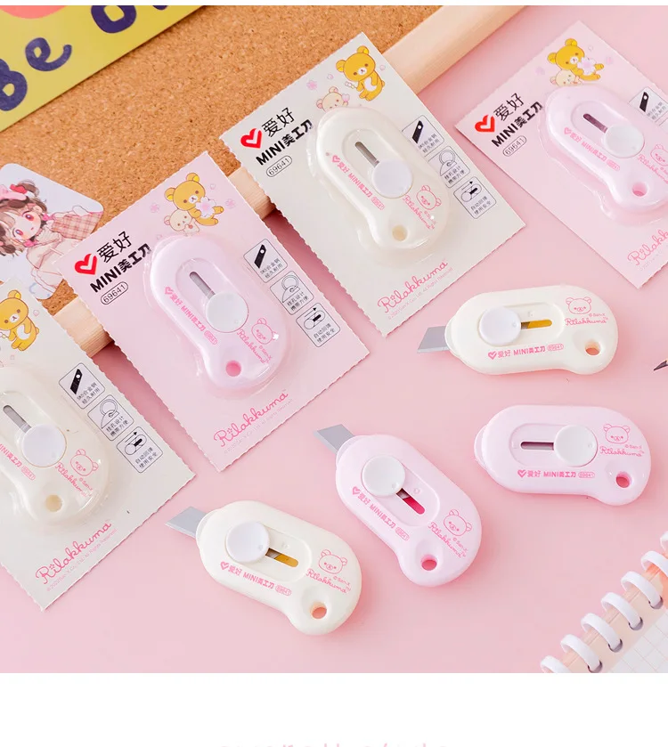 1p Mini Cute Utility Knife Set Cartoon Portable Demolition Express Paper Cutting Art Student School Office Supplies | Канцтовары для