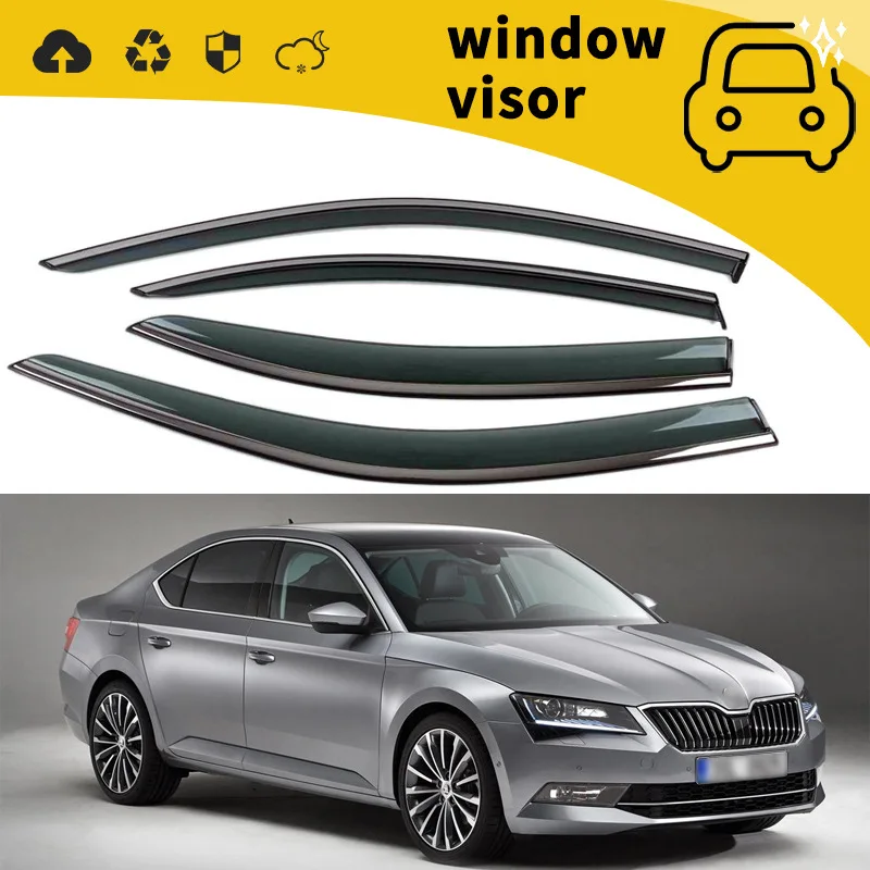 Фото Подходит для Skoda Superb Haorui 2010-2019 годов выпуска: дефлекторы окон, защита от солнца и дождя, модифицированные накладки на окна. №1