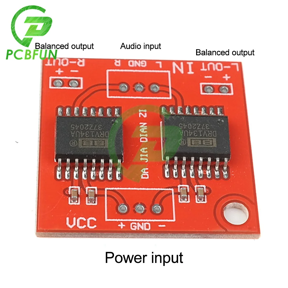 

Dual Channel DRV134 Unbalanced to Balance Board Use for Differential/Balanced Input Power Amplifier Module Dual Power Supply