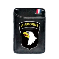 cool 101st airborne division printing leather card wallet classic men women money clips card purse cash holder