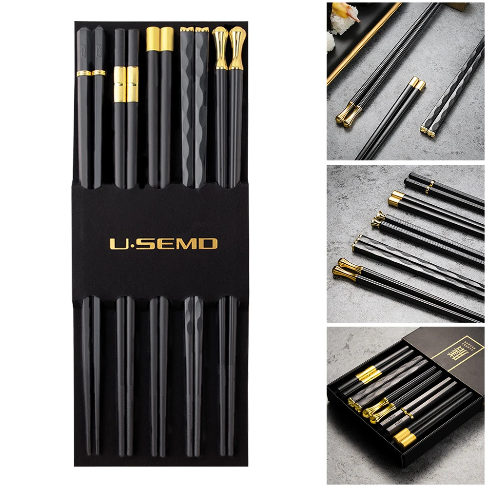 

High Quality Chopsticks Sushi Sticks Heat-resistant Japanese Korean Reusable 5 Pairs Chinese Glass Fiber Polymer