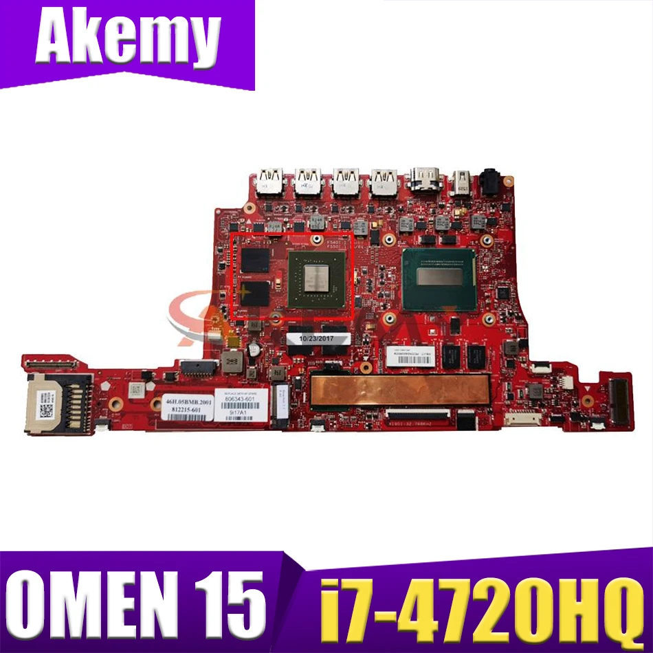

Motherboard 806344-601 For HP OMEN 15 Laptop Motherboard REACHER MB 14212-2 W/ i7-4720HQ 8GB RAM 806344-001 Tested OK