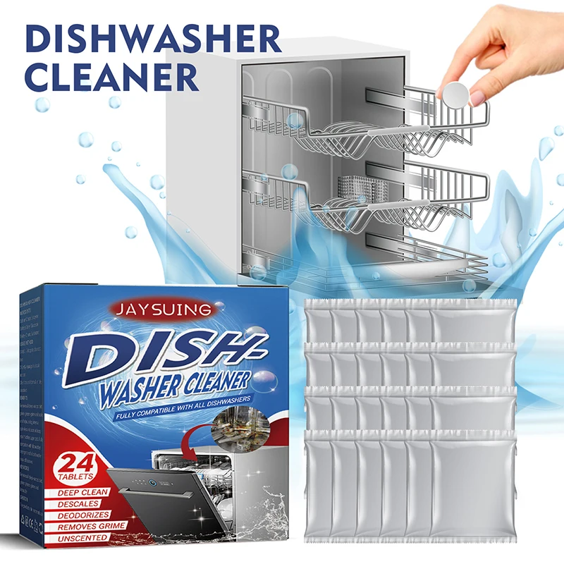 

24pcs Dishwasher Cleaner Strong Oil Stain Removal Descaling Detergent Tablets Kitchen Cleaning Tools Dishwasher Cleaning